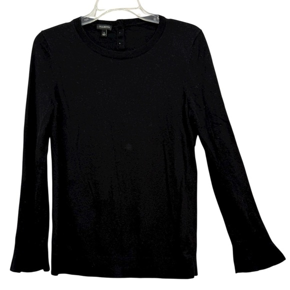 Talbots Tops - Talbots Black Long Sleeve bell shaped cuffs knit sweater Top size S